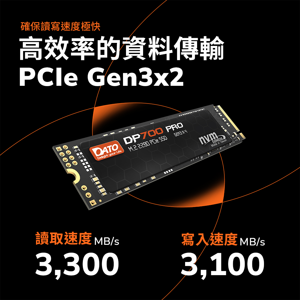 DATO 達多】DP700Pro 1TB M.2 2280 PCIe Gen3x4 SSD 固態硬碟(最高達讀
