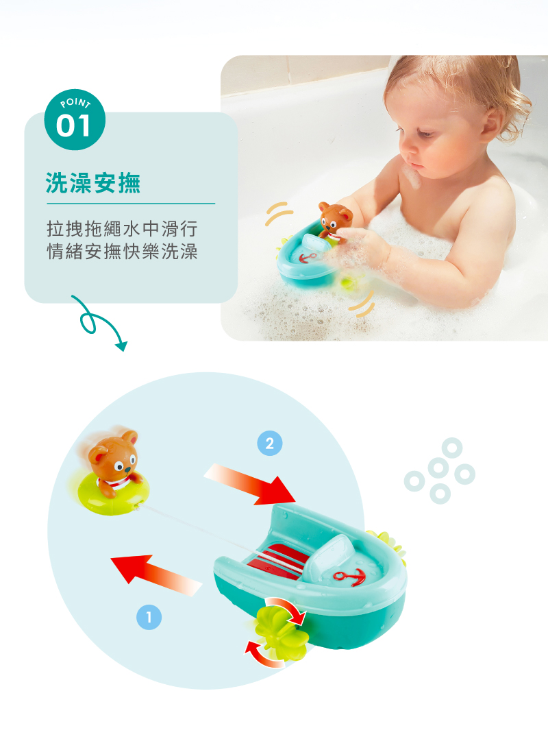 洗澡安撫 拉拽拖繩水中滑行 情緒安撫快樂洗澡 