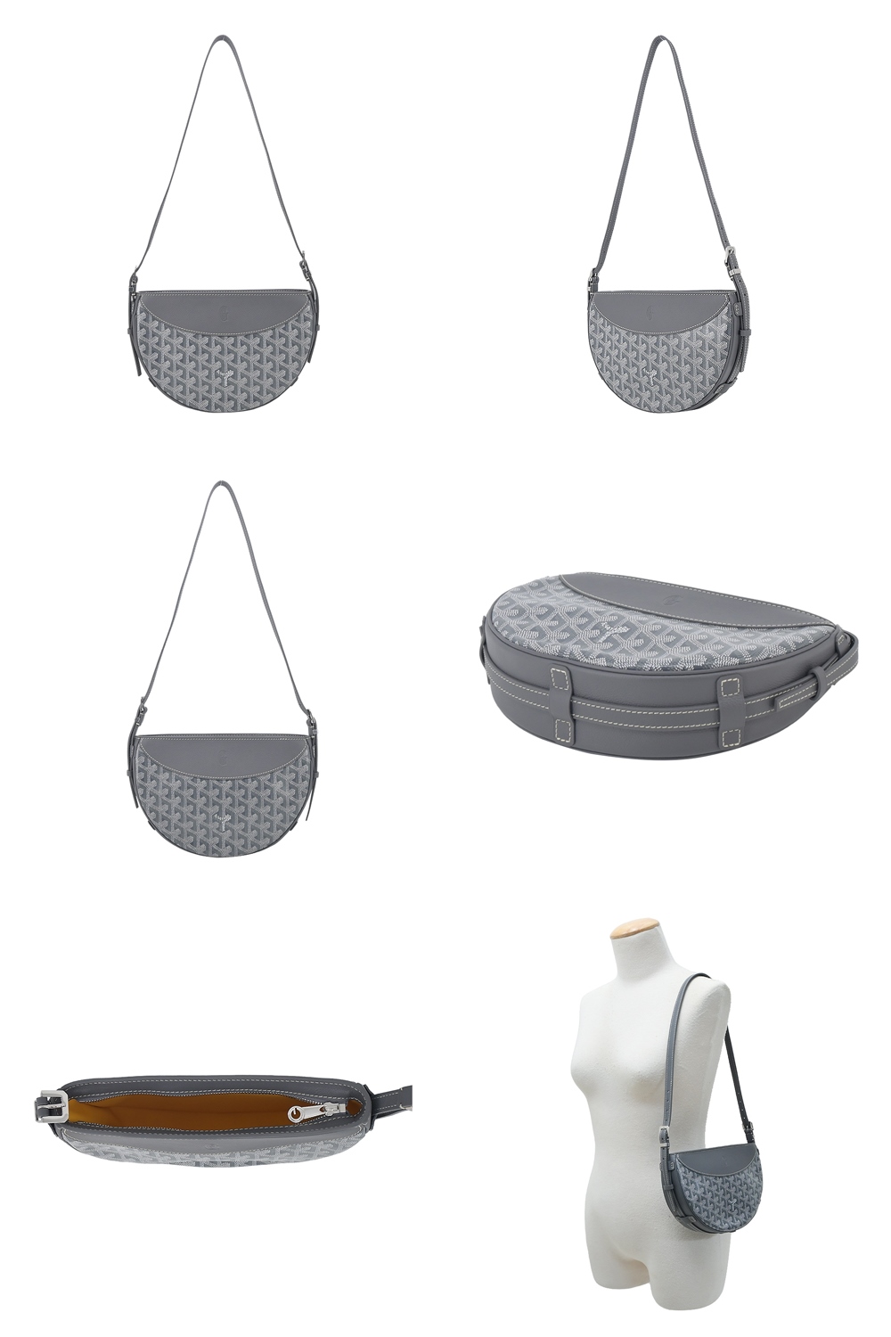 GOYARD 高雅德 HIRONDELLE 半月斜背包(深灰