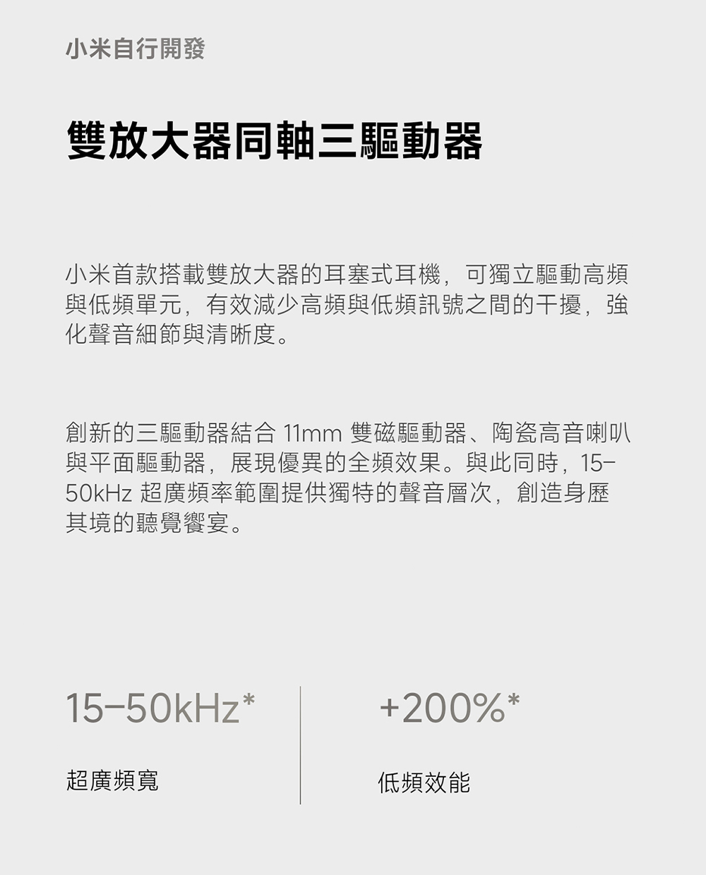 創新的三驅動器結合 11mm 雙磁驅動器、陶瓷高音喇叭