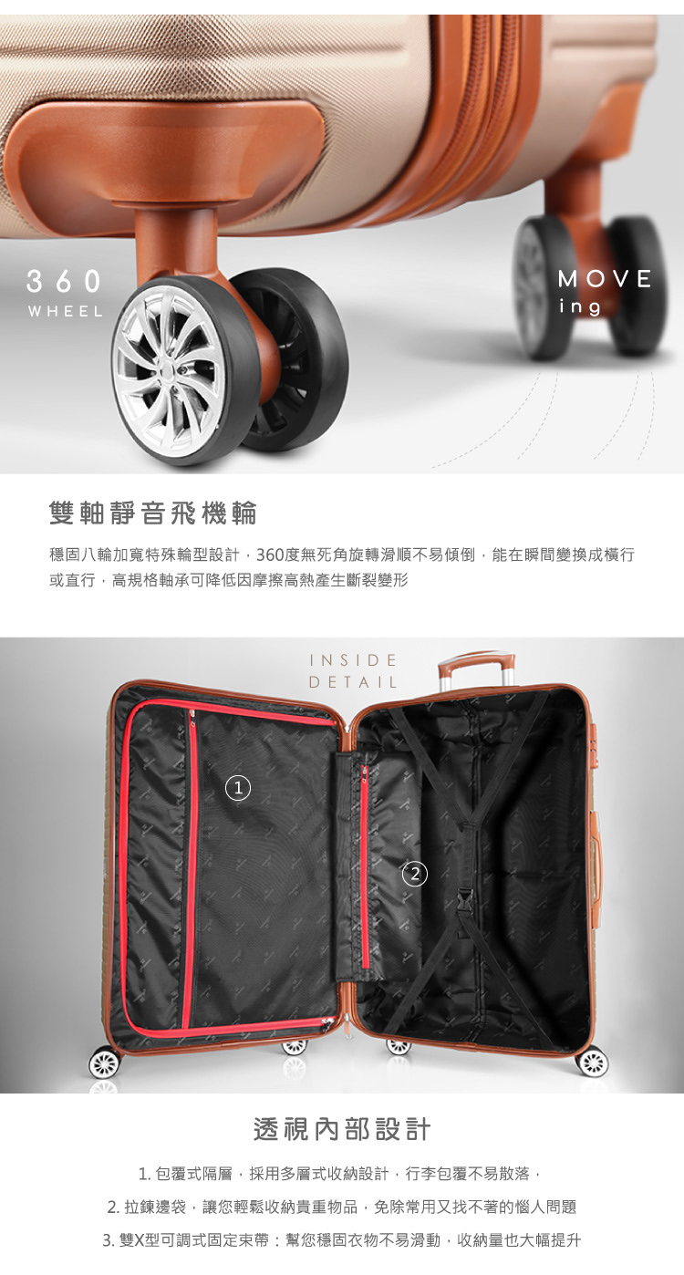 穩固八輪加寬特殊輪型設計,360度無死角旋轉滑順不易傾倒,能在瞬間變換成橫行