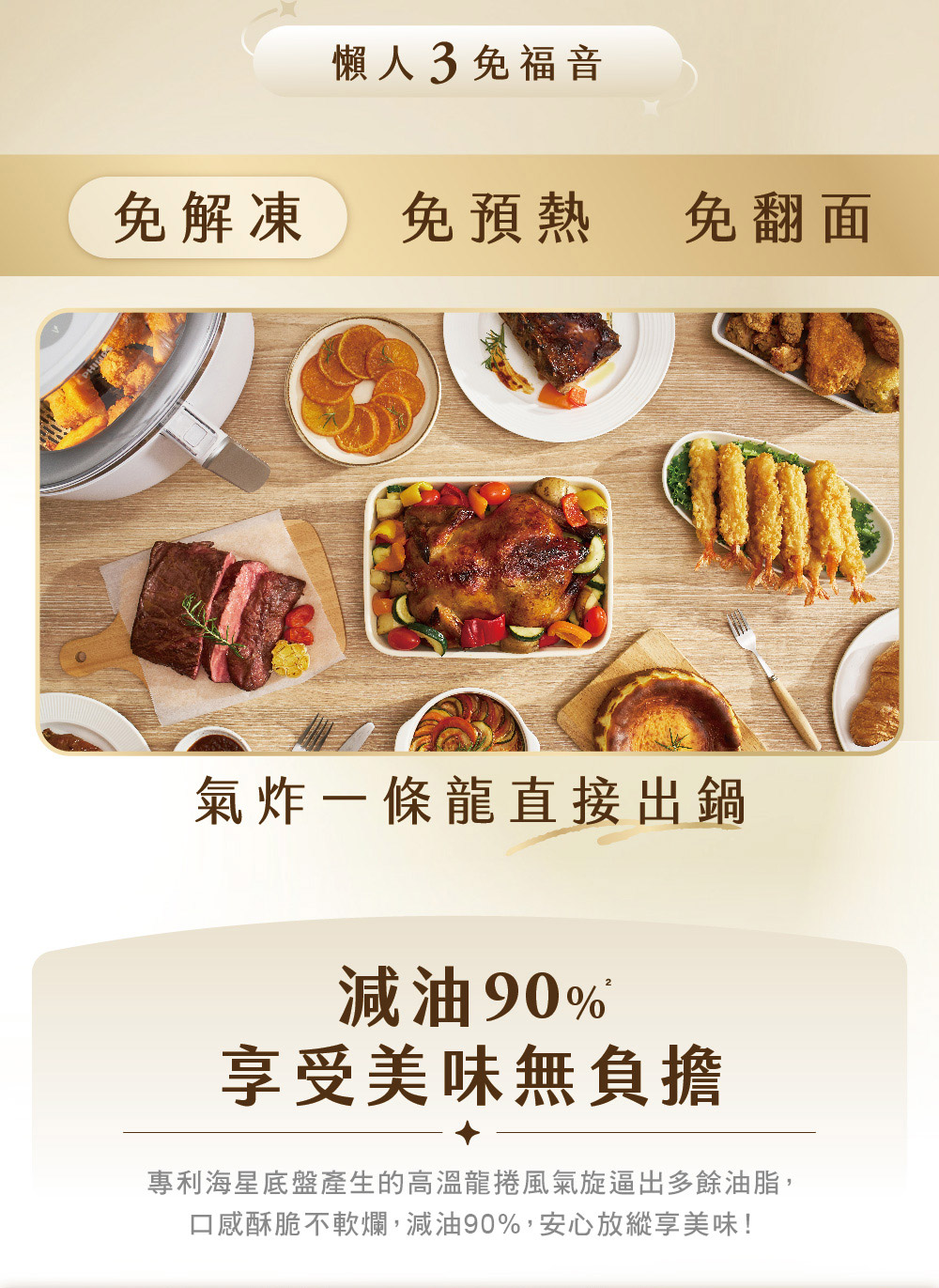 專利海星底盤產生的高溫龍捲風氣旋逼出多餘油脂,