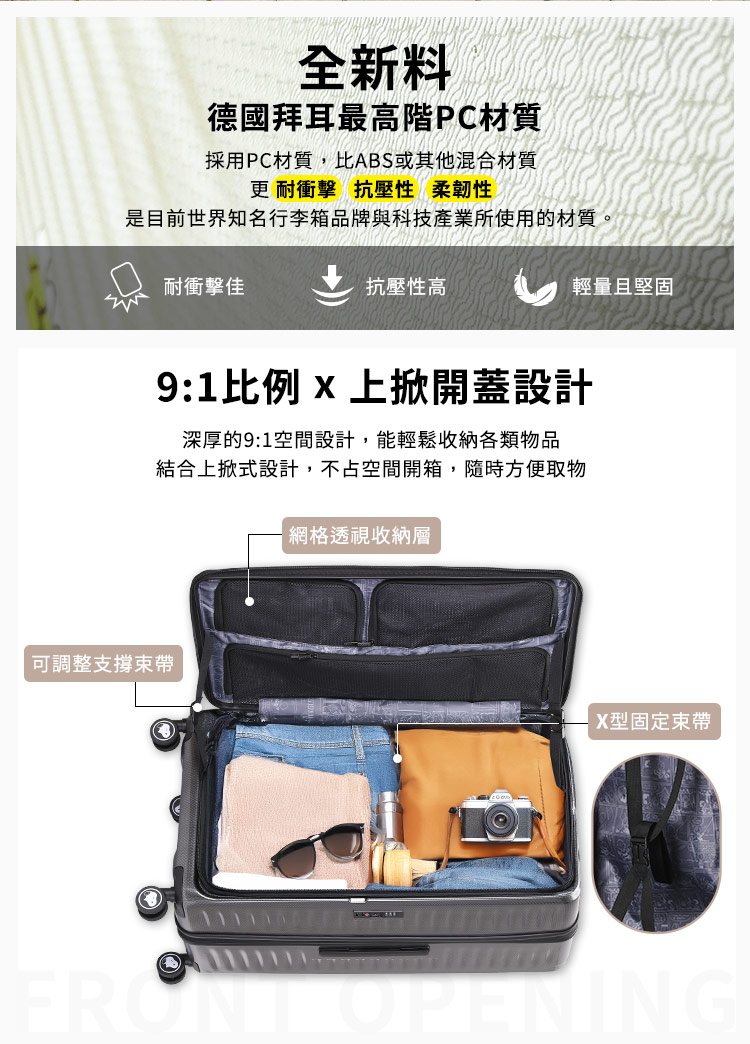 是目前世界知名行李箱品牌與科技產業所使用的材質。
