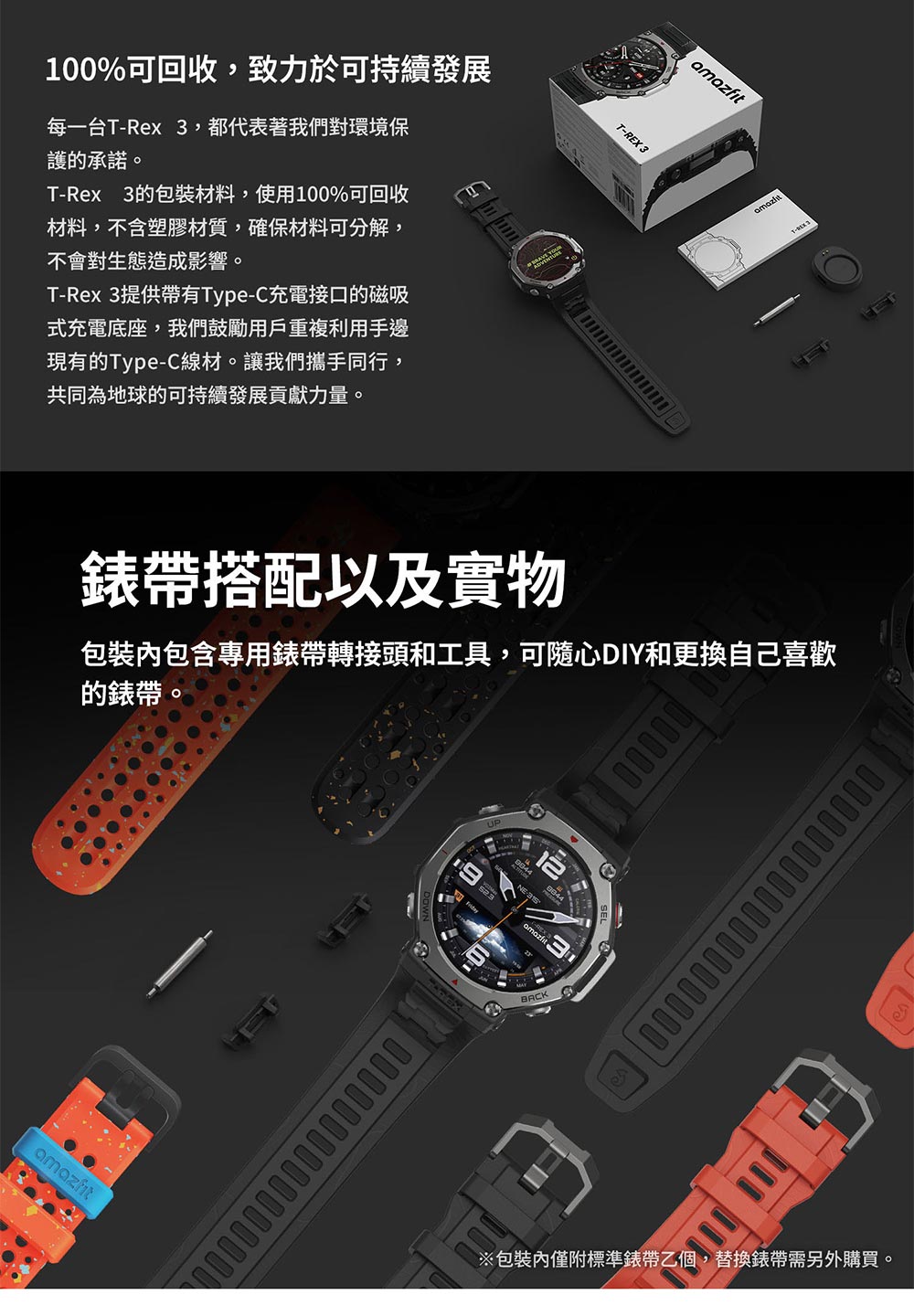 包裝內包含專用錶帶轉接頭和工具,可隨心DIY和更換自己喜歡