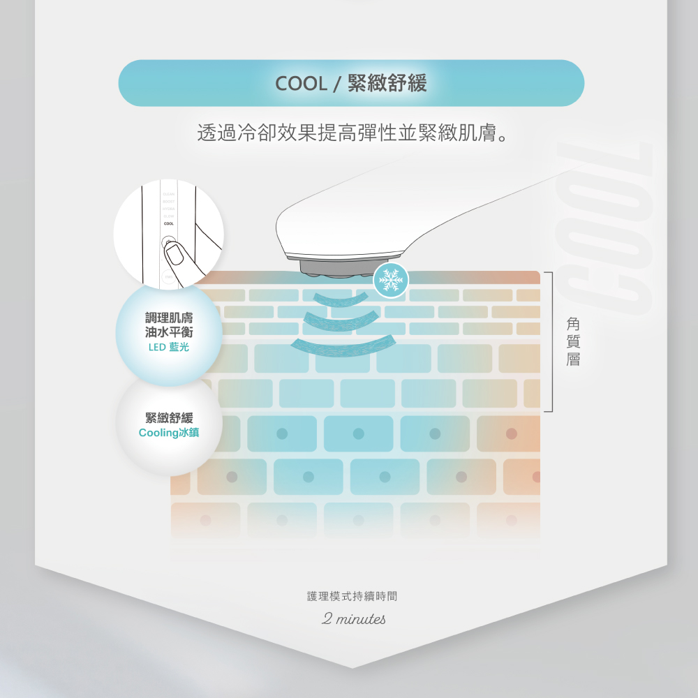 透過冷卻效果提高彈性並緊緻肌膚。