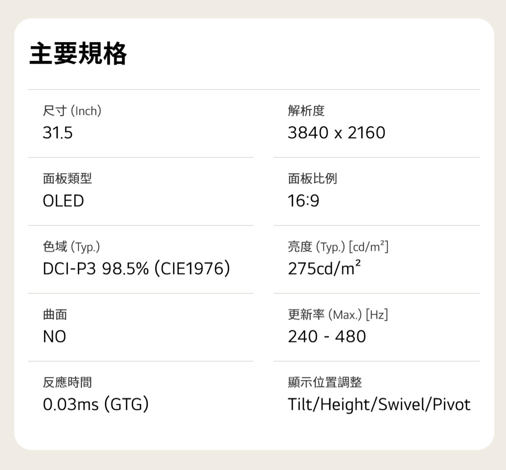 LG樂金 32GS95UV-W - 詳情14