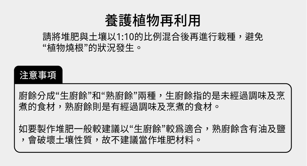 如要製作堆肥一般較建議以生廚餘較為適合,熟廚餘含有油及鹽