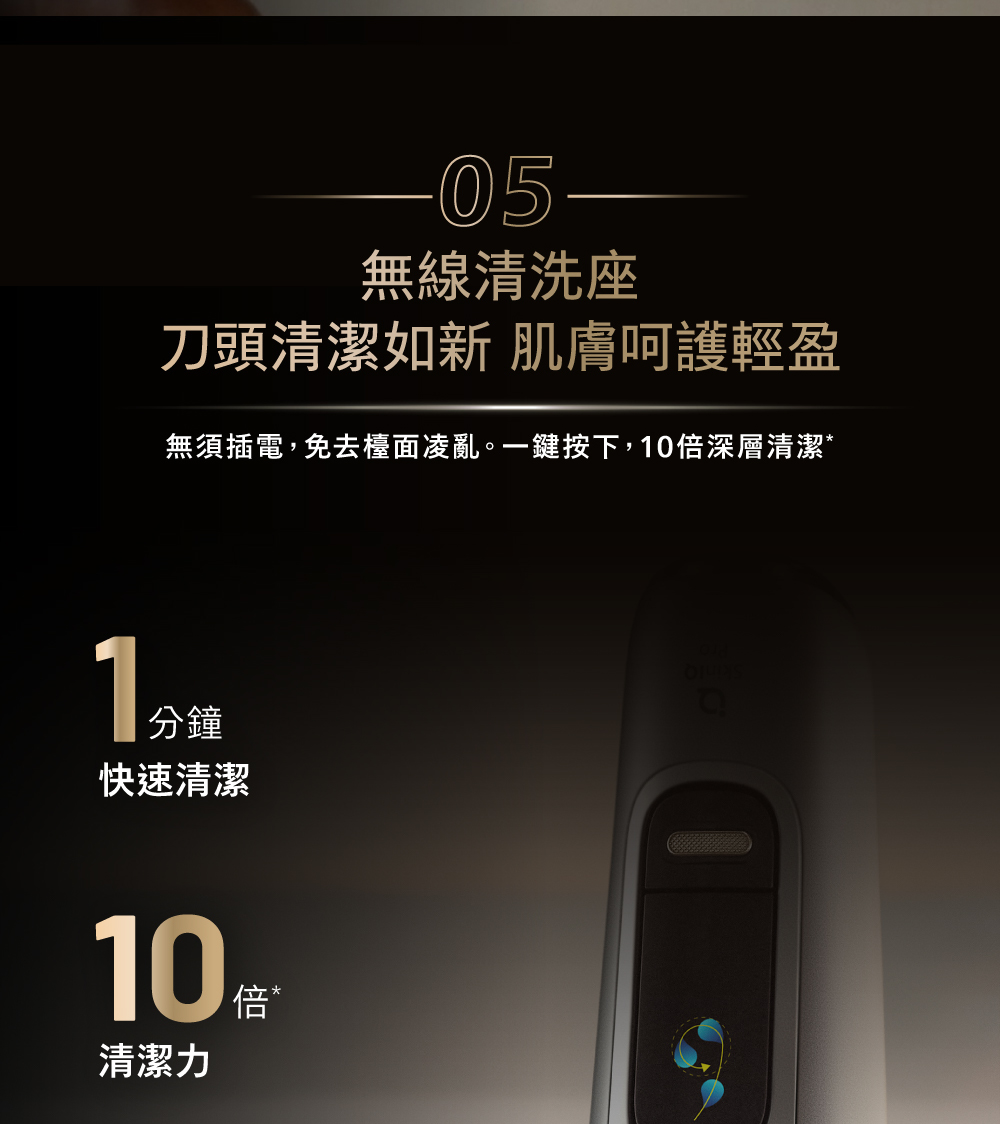 無須插電,免去檯面凌亂。一鍵按下,10倍深層清潔