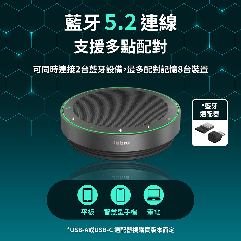 可同時連接2台藍牙設備,最多配對記憶8台裝置