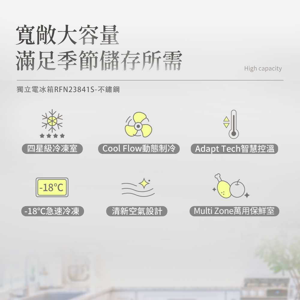 獨立電冰箱RFN23841S不鏽鋼