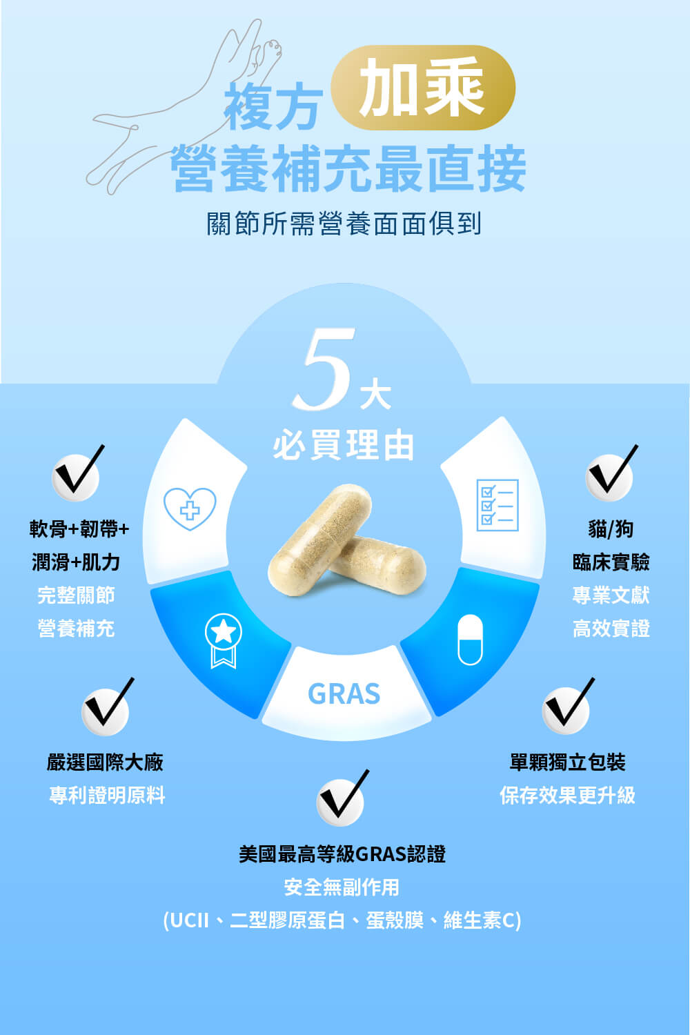 UCII、二型膠原蛋白、蛋殼膜、維生素C