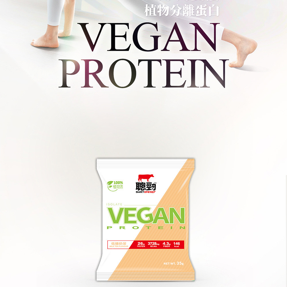 植物分離蛋白VEGANPROTEIN100%植物胃 聰勁SMRTENERGYISOLATEVEGANPROTEIN低糖奶茶  FLAVOUR26 3728PROTEIN43 146FIBERNET WT. 35g