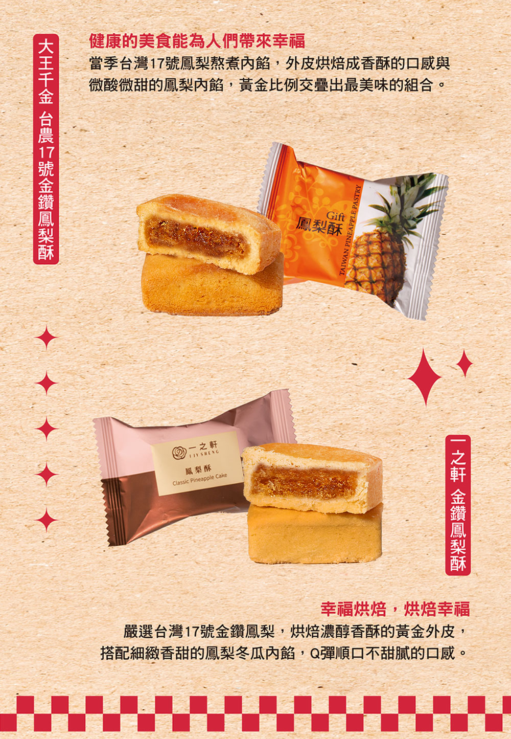 當季台灣17號鳳梨熬煮內餡,外皮烘焙成香酥的口感與