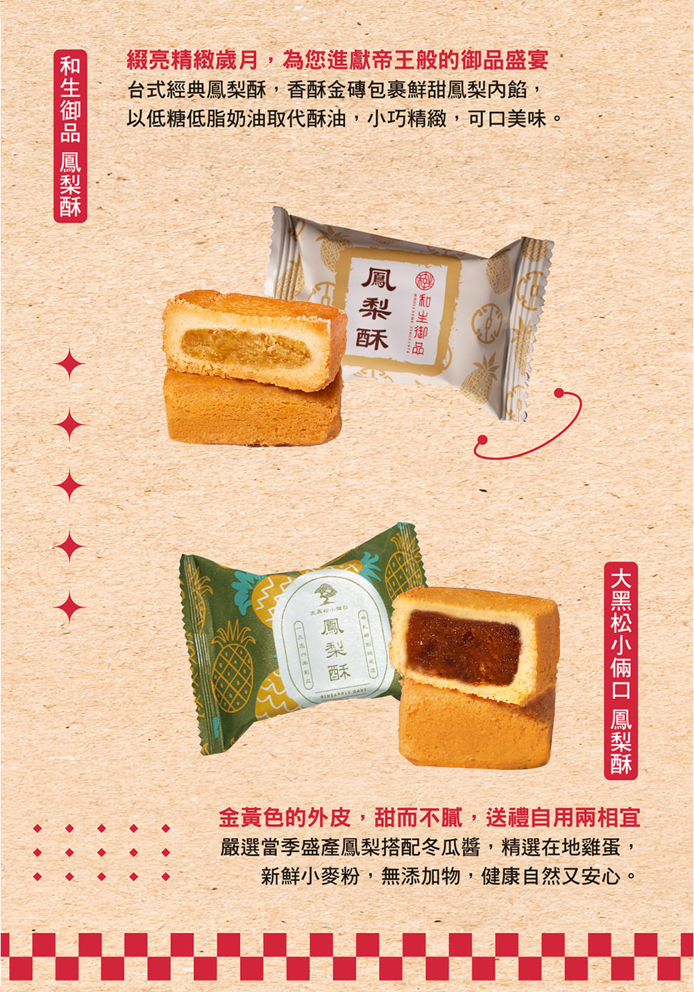以低糖低脂奶油取代酥油,小巧精緻,可口美味。