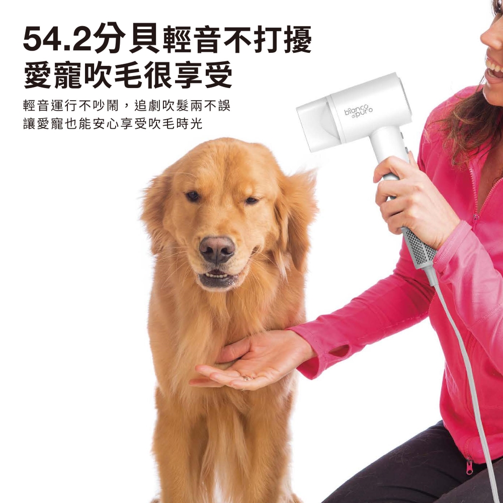 54.2分貝輕音不打擾 愛寵吹毛很享受 輕音運行不吵鬧,追劇吹髮兩不誤 讓愛寵也能安心享受吹毛時光