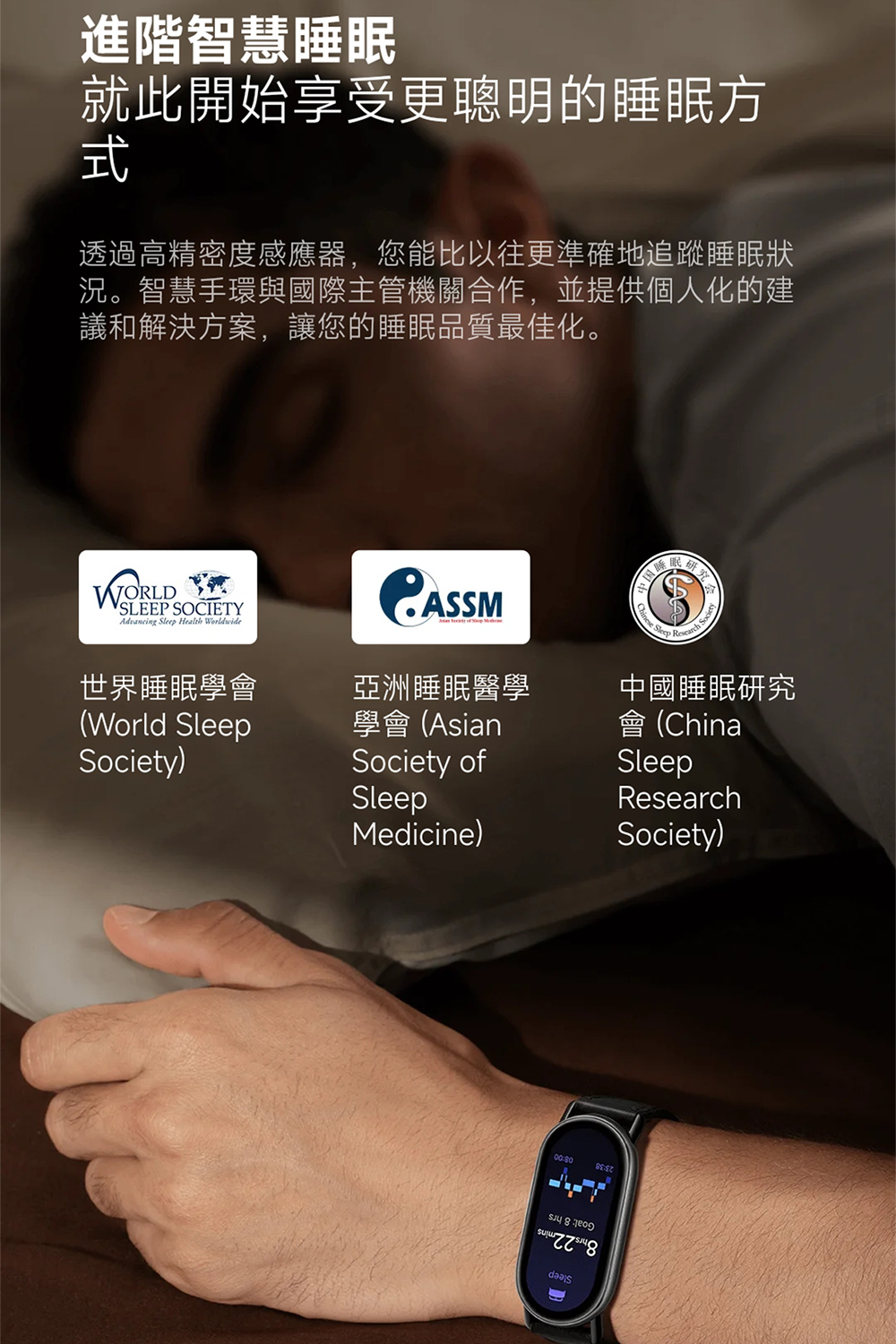 透過高精密度感應器,您能比以往更準確地追蹤睡眠狀