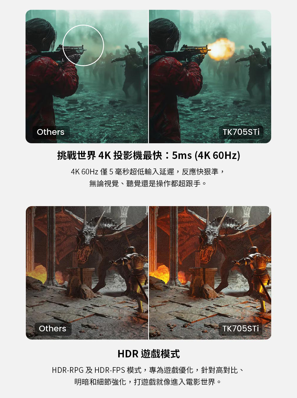 HDRRPG及HDRFPS 模式,專為遊戲優化,針對高對比、