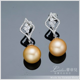【蕾帝兒珠寶】-甜蜜時刻金色天然貝殼珍珠耳環網路熱賣