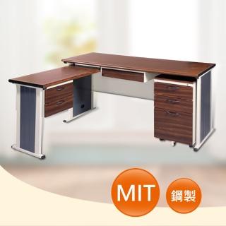 【時尚屋】150CM 胡桃木紋色辦公桌+側桌櫃組(246-4)