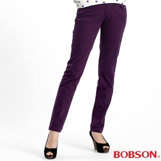 【BOBSON】女款多彩色彈性小直筒褲(紫61)