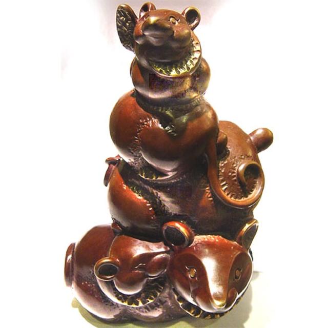 【雕塑藝術大師 羅廣維】開運陶源 鼠銅雕 禮品(五子登科步步高升)讓你愛不釋手