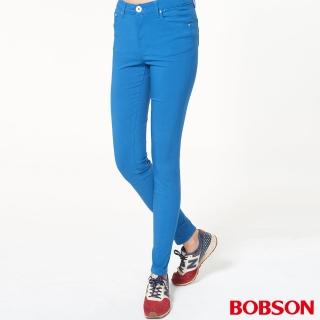 【BOBSON】女款高腰彩色強彈力緊身褲(藍8088-53)