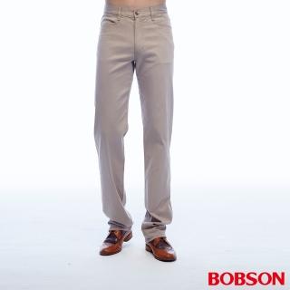 【BOBSON】男款中腰彈性直筒褲(卡其72)