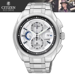 【CITIZEN 星辰】光動能鈦金屬藍寶石水晶時尚腕錶(CA0201-51B)