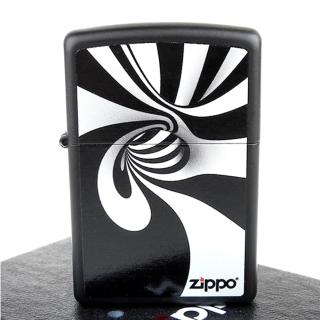 【ZIPPO】美系-Spiral Black White-黑白螺旋圖案膠印加工打火機