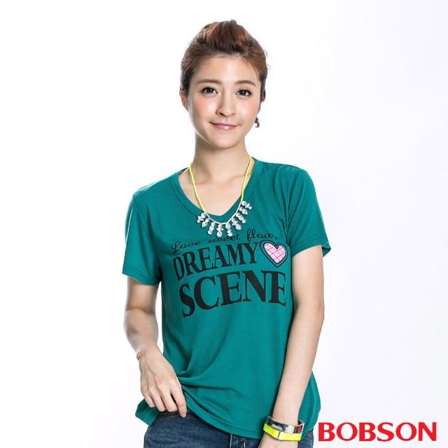 經典款式【BOBSON】女款SCENE短袖上衣(綠40)