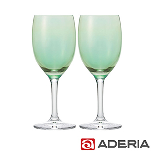 【ADERIA】日本進口葡萄酒專用玻璃對杯(綠)
