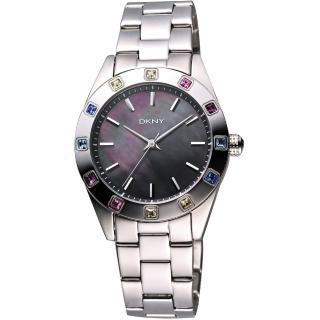 【DKNY】黑珍珠貝彩色晶鑽腕錶-黑彩貝/36mm(NY8718)