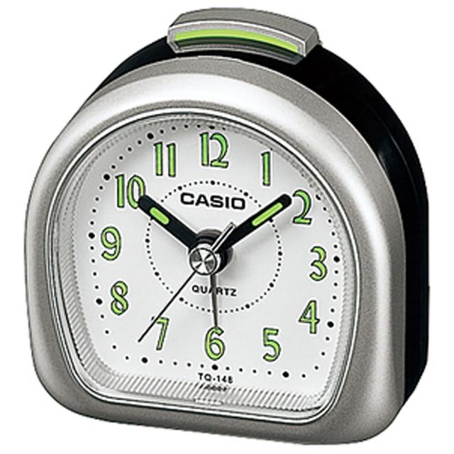 【CASIO 卡西歐】指針型電子音鬧鈴鬧鐘(銀-TQ-148-8DF)