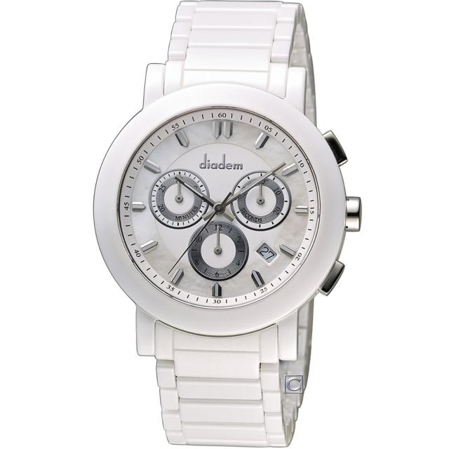 【Diadem】黛亞登 巴黎時尚計時陶瓷腕錶(8D1407-631S-W)