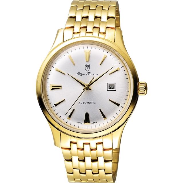 【Olympianus】奧柏 尊爵復刻時尚機械腕錶-銀x金(990-14AMK)