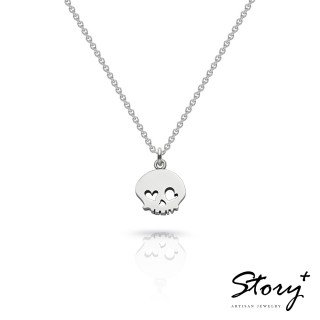 【Story Accessory】祈福項鍊 卡片銀飾 骷髏款
