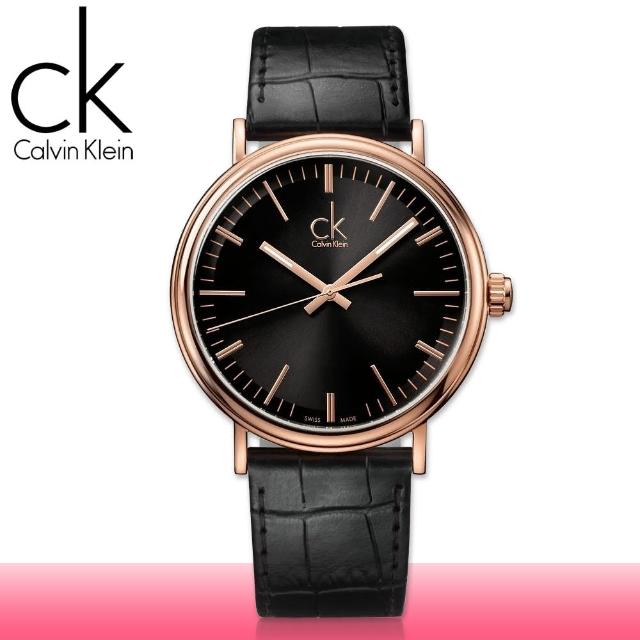 【瑞士 CK手錶 Calvin Klein】玫瑰金系列_氣質皮革女錶(K3W216C1)