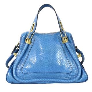 【CHLOE】蟒蛇皮中型Paraty_展示品(珊瑚藍)