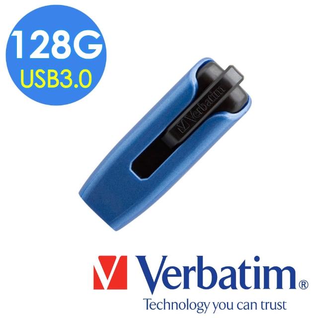 【Verbatim 威寶】V3 MAX 128GB USB3.0 商務隨身碟(藍黑)