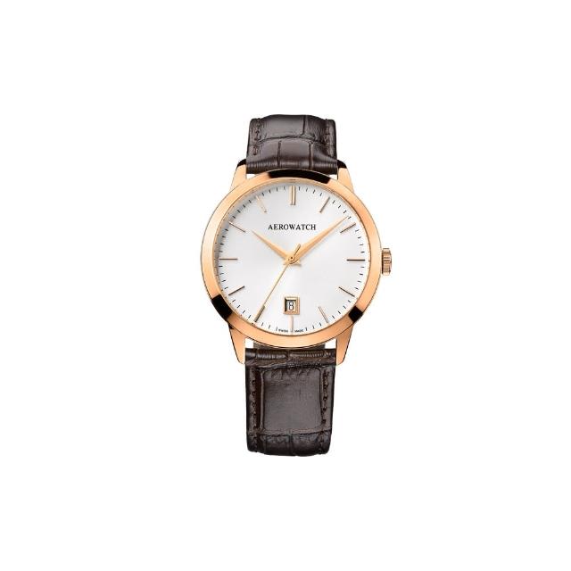 【AEROWATCH】歐風雅仕經典時尚腕錶-玫瑰金框x咖啡/40mm(A42972RO02)