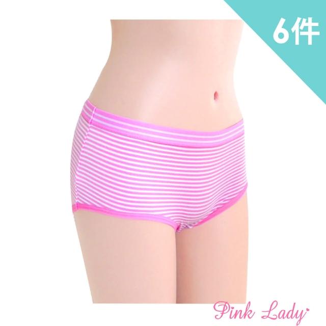 【PINK LADY】糖果色系 織帶棉柔條紋風內褲474(6件組)