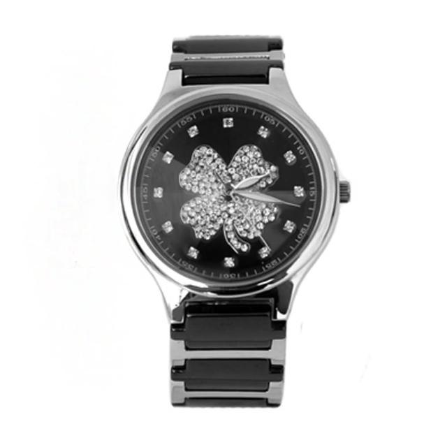 【范倫鐵諾˙古柏】幸運草水鑽精密陶瓷不鏽鋼手錶腕錶