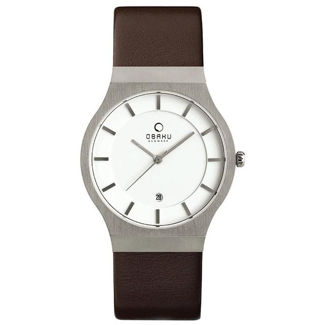 【OBAKU】極簡時代優雅時尚腕錶-咖啡帶白面/大(V123GCIRN)限量出售