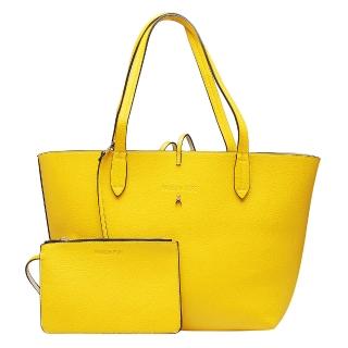 【PATRIZIA PEPE】荔枝紋雙色子母購物包(黃X鵝黃2V4741-AV63-F2SM-YAL)