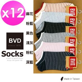 【BVD】舒適條紋女踝襪22-25cm*12雙入