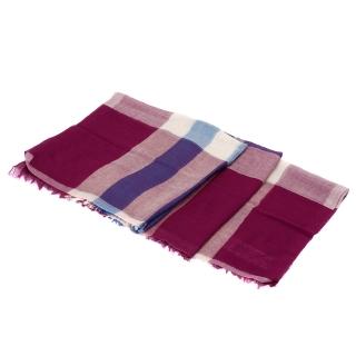 【BURBERRY】經典輕盈大格紋純棉木代爾混紡仕女方巾/絲巾(90cm-洋紅3969289-MA-PK)