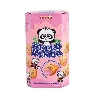 【Meiji 明治】HELLO PANDA 貓熊夾心餅乾-草莓口味50g(夾心餅乾)