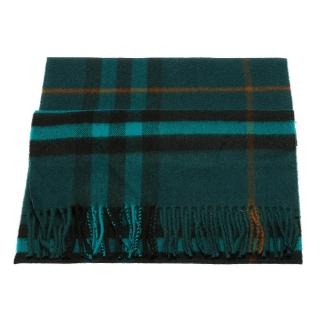 【BURBERRY】經典格紋喀什米爾羊毛圍巾(孔雀藍3978255-DARK-TEAL)