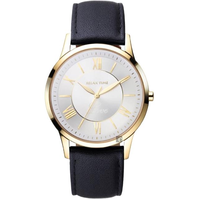 【RELAX TIME】RT58 經典學院風格腕錶-金框x咖啡/42mm(RT-58-15M)