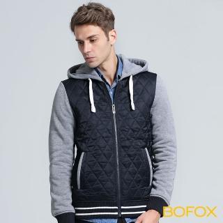 【BOFOX 寶狐】連帽衍縫棒球外套(藏青)